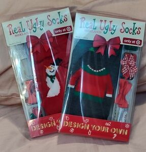 NWT! 2prs Soxland Ugly Christmas Socks Making Kits